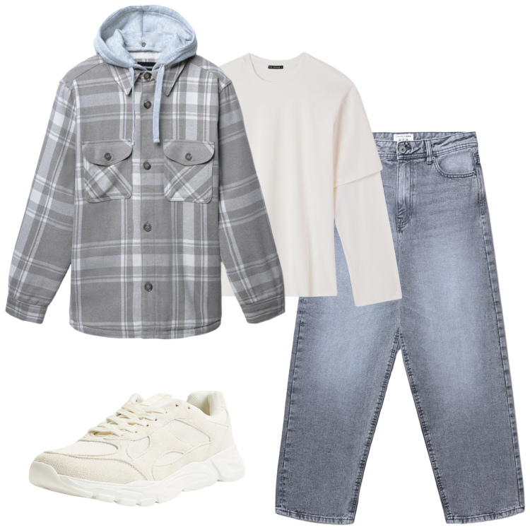 Outfit uomo - Total look #2268975. Stile Casual per Tutti i giorni. Abbinamento con sneakers, jeans, cappotti, t-shirt.