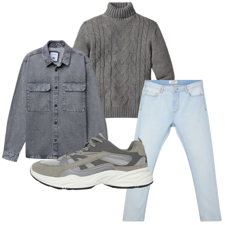 Outfit uomo - Total look #2268981. Stile Casual per Tutti i giorni. Abbinamento con maglieria, sneakers, cappotti, jeans skinny.