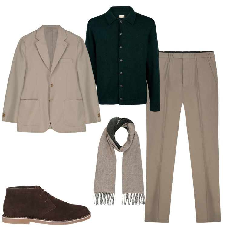 Outfit uomo - Total look #2269012. Stile Urban per Tutti i giorni. Abbinamento con giacche, stivali e stivaletti, sciarpe, polo, pantaloni.