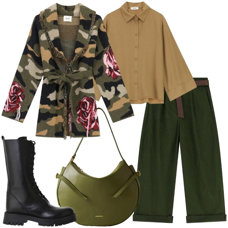 Outfit donna - Mi metto il cardigan - @danipoetessa73. Stile Military per Tutti i giorni. Abbinamento con pantaloni, cardigans, camicie, stivali, borse a spalla.