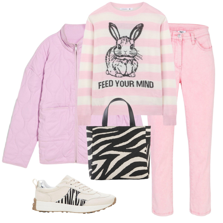 Outfit donna - Total look #2269037. Stile Sporty chic per Tutti i giorni. Abbinamento con pantaloni, sneakers, giacche, borse a mano, maglieria.