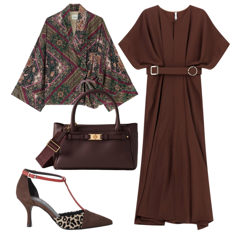 Outfit donna - W il cioccolato. Stile Chic per Serata fuori. Abbinamento con borse a mano, vestiti lunghi, blazer, décolleté.