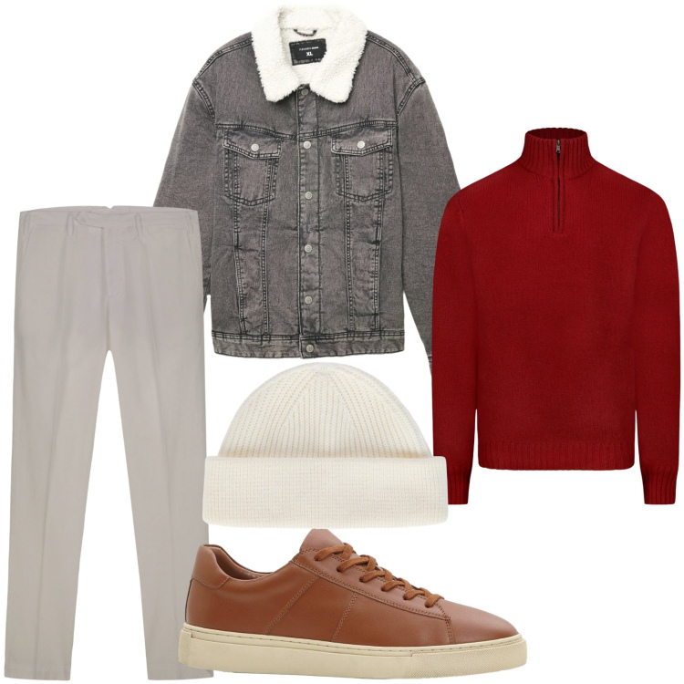 Outfit uomo - Contesto formale. Stile Casual per Tutti i giorni. Abbinamento con sneakers, cappotti, berretti, maglieria, pantaloni.