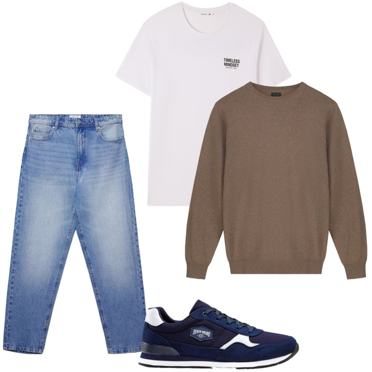Outfit uomo - Total look #2269122. Stile Casual per Tutti i giorni. Abbinamento con sneakers, jeans, t-shirt, maglieria.