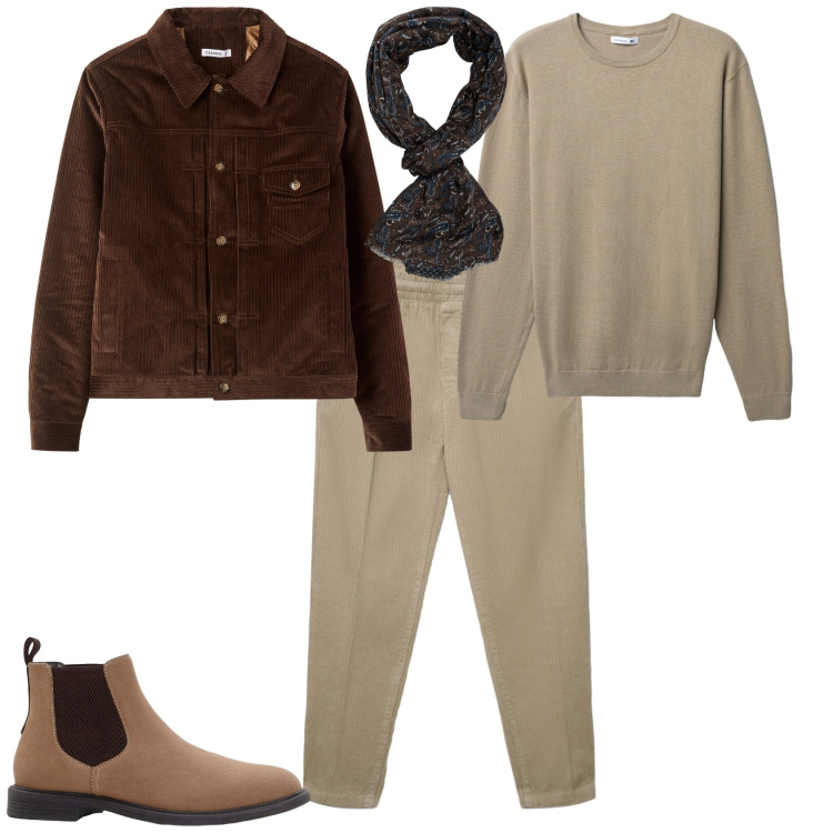 Outfit uomo - Total look #2269140. Stile Trendy per Tutti i giorni. Abbinamento con stivali e stivaletti, pantaloni, maglieria, cappotti, sciarpe.