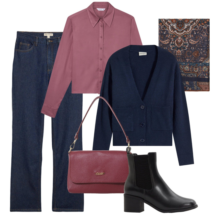 Outfit donna - Il cardigan classico - @danipoetessa73. Stile Minimal per Tutti i giorni. Abbinamento con cardigans, stivaletti, jeans dritti, camicie, borse a tracolla, foulard.