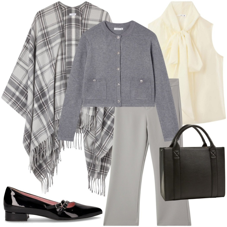 Outfit donna - Terranova mid season sale. Stile Urban per Ufficio. Abbinamento con cardigans, borse tote, cappotti, pantaloni, bluse, ballerine.