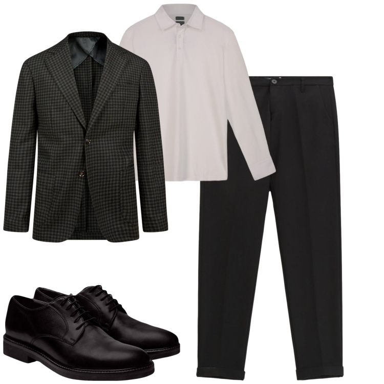 Outfit uomo - Total look #2269179. Stile Business/Elegante per Tutti i giorni. Abbinamento con pantaloni, scarpe stringate, giacche, polo.