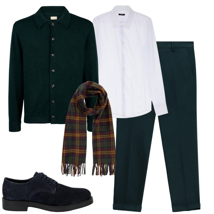 Outfit uomo - Total look #2269183. Stile Business/Elegante per Tutti i giorni. Abbinamento con camicie, pantaloni, scarpe stringate, sciarpe, polo.