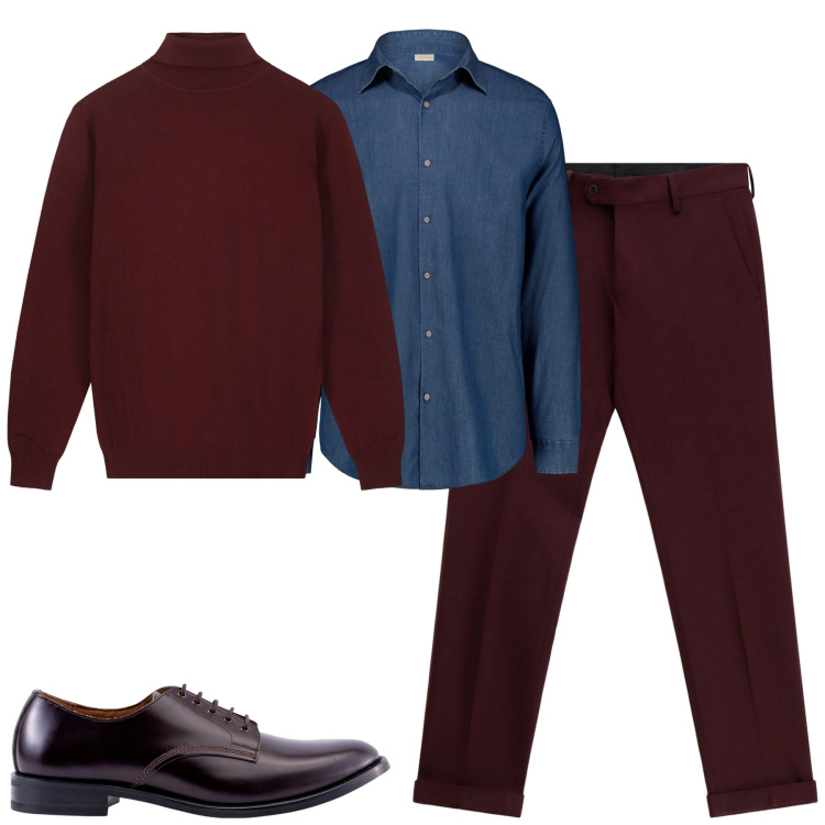 Outfit uomo - Total look #2269195. Stile Trendy per Tutti i giorni. Abbinamento con pantaloni, camicie, scarpe stringate, maglieria.