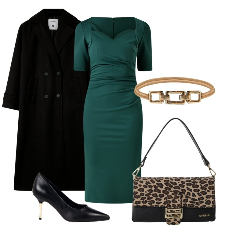 Outfit donna - Elegante. Stile Basic per Cerimonia. Abbinamento con cappotti, cinture, vestiti a tubino, décolleté, borse a spalla.