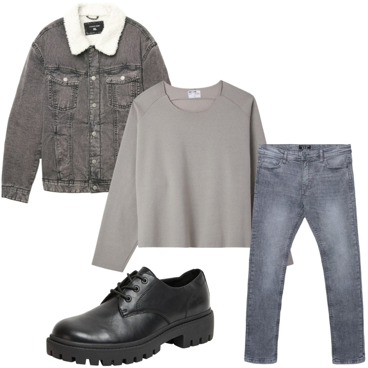 Outfit uomo - Total look #2269219. Stile Casual per Tutti i giorni. Abbinamento con scarpe stringate, jeans skinny, felpe, cappotti.