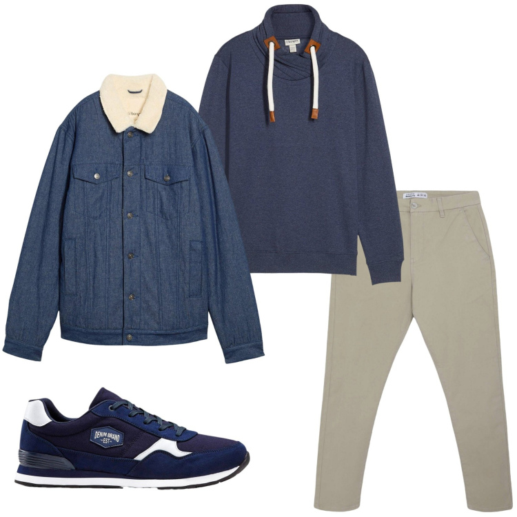 Outfit uomo - Total look #2269222. Stile Casual per Tutti i giorni. Abbinamento con sneakers, felpe, giacche, pantaloni chino.