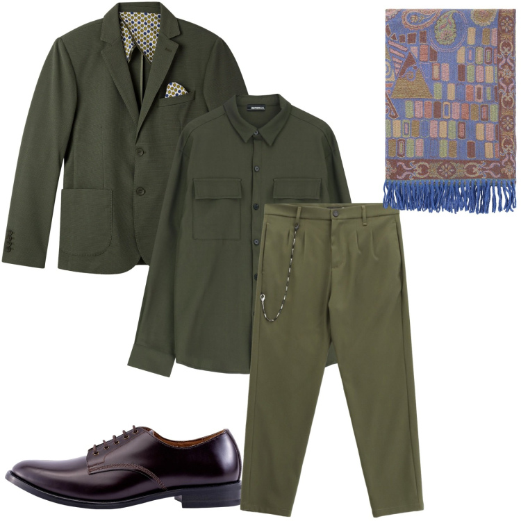 Outfit uomo - Total look #2269248. Stile Business/Elegante per Serata speciale. Abbinamento con giacche, sciarpe, camicie, pantaloni, scarpe stringate.