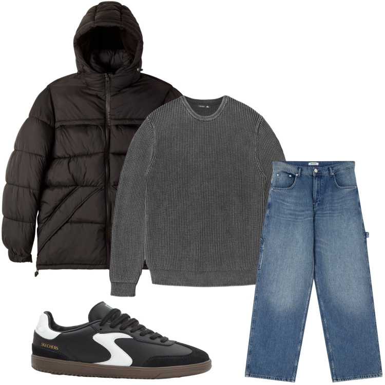 Outfit uomo - Total look #2269268. Stile Trendy per Tutti i giorni. Abbinamento con sneakers, maglieria, bomber, jeans.