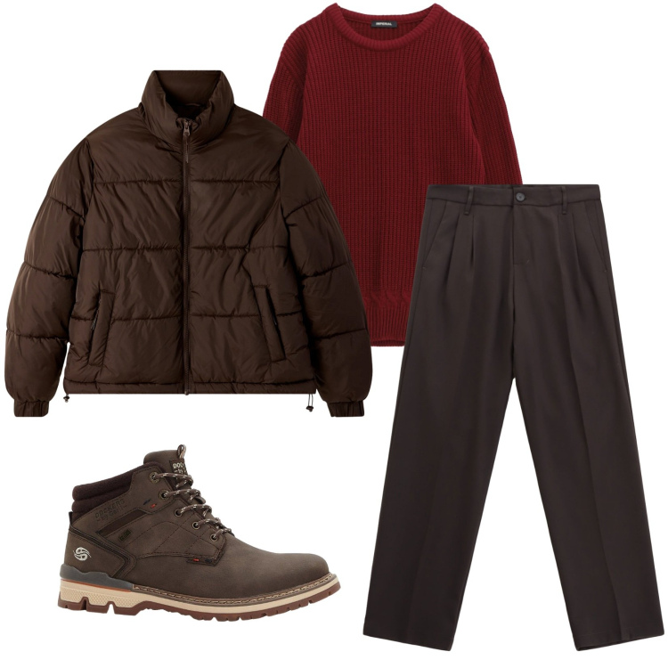 Outfit uomo - Total look #2269276. Stile Casual per Tutti i giorni. Abbinamento con stivali e stivaletti, bomber, maglieria, pantaloni.