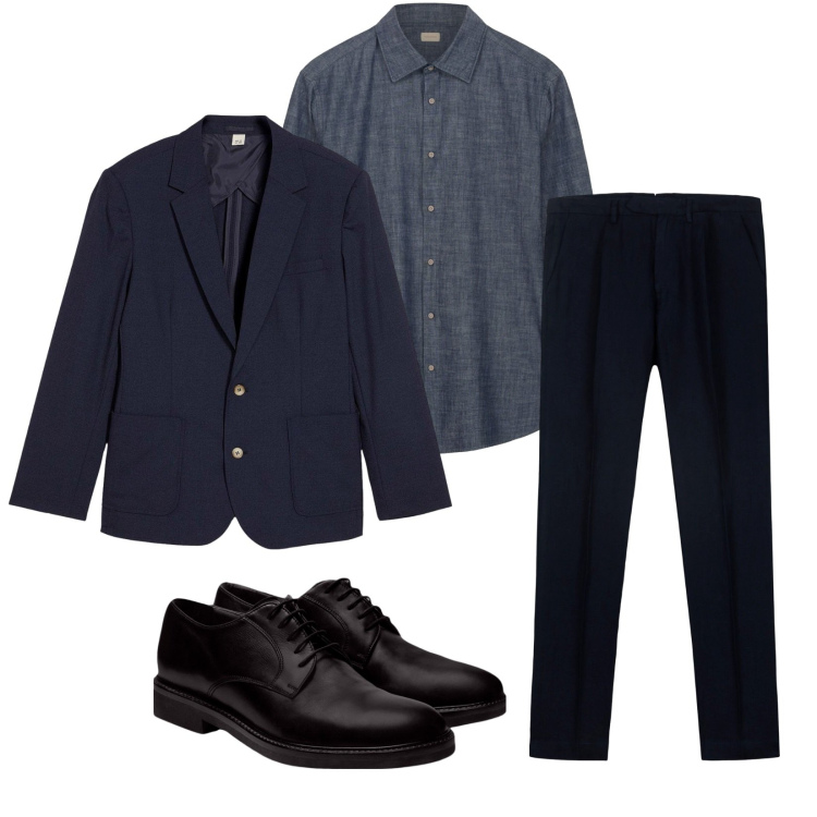 Outfit uomo - Total look #2269281. Stile Business/Elegante per Ufficio. Abbinamento con giacche, scarpe stringate, pantaloni, camicie.