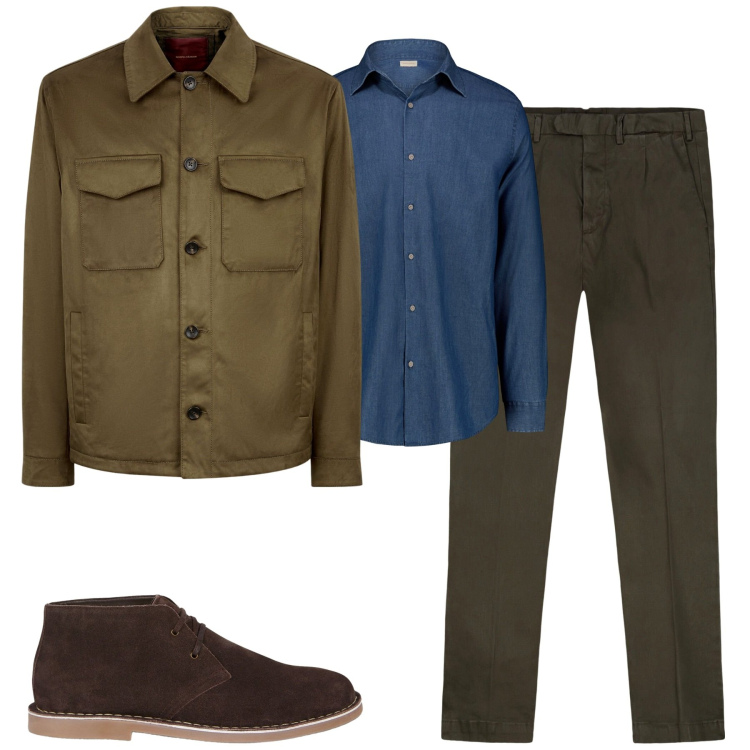 Outfit uomo - Total look #2269282. Stile Urban per Tutti i giorni. Abbinamento con giacche, pantaloni, camicie, stivali e stivaletti.