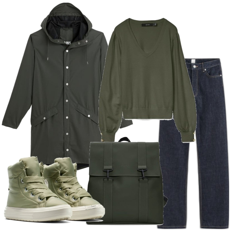 Outfit mujer - Urban #6362. Estilo Urban para Oficina. Combinación con prendas de punto, botas, blazers, vaqueros rectos, mochilas.