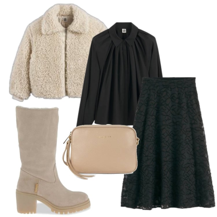 Outfit mujer - Glamour #8769. Estilo Glamour para Noche/Fiesta elegante. Combinación con faldas, camisas, botas, bandoleras, abrigos.