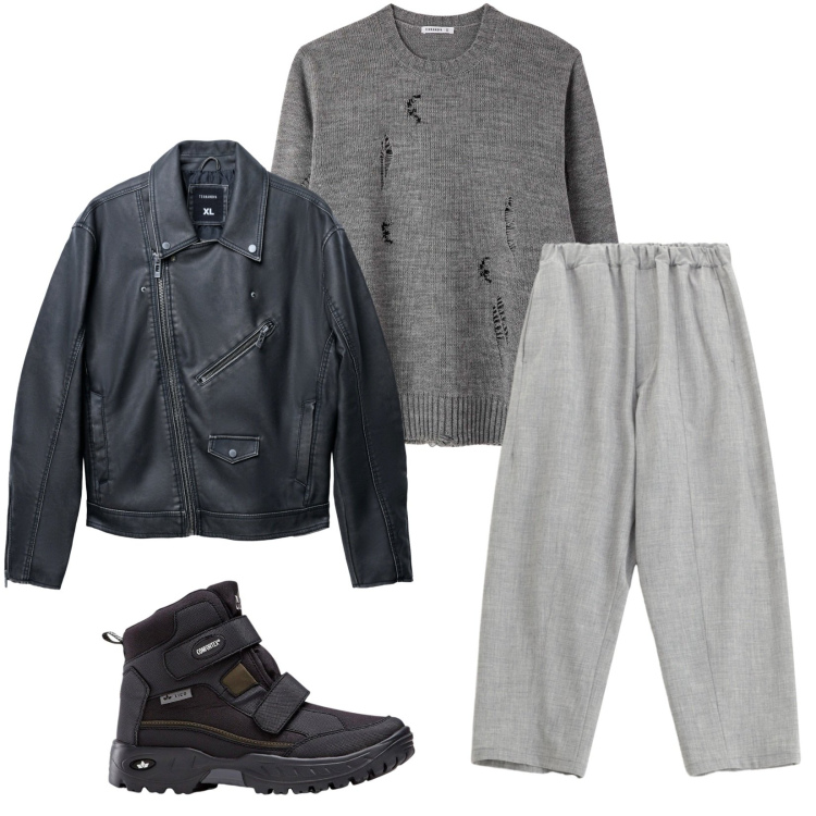 Outfit uomo - Total look #2269291. Stile Urban per Tutti i giorni. Abbinamento con stivali e stivaletti, giacche, maglieria, pantaloni.