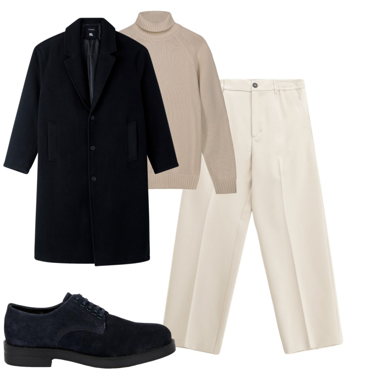 Outfit uomo - Total look #2269293. Stile Trendy per Tutti i giorni. Abbinamento con cappotti, pantaloni, scarpe stringate, pullovers.