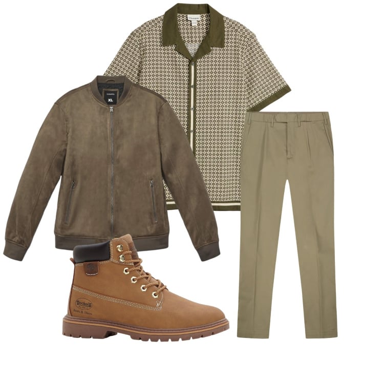 Outfit uomo - Total look #2269360. Stile Casual per Tutti i giorni. Abbinamento con camicie a manica corta, stivali e stivaletti, giacche, pantaloni.