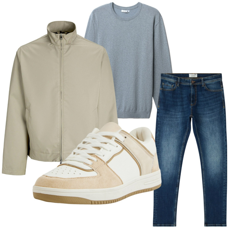 Outfit uomo - Total look #2269385. Stile Casual per Tutti i giorni. Abbinamento con giacche, jeans skinny, sneakers, maglieria.