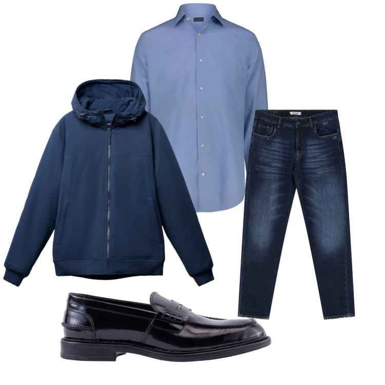 Outfit uomo - Total look #2269440. Stile Trendy per Tutti i giorni. Abbinamento con giacche, jeans dritti, camicie, scarpe stringate.