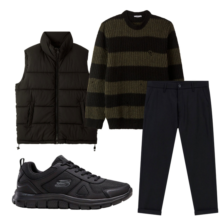 Outfit uomo - Total look #2269446. Stile Casual per Tutti i giorni. Abbinamento con sneakers, piumini, maglieria, pantaloni.