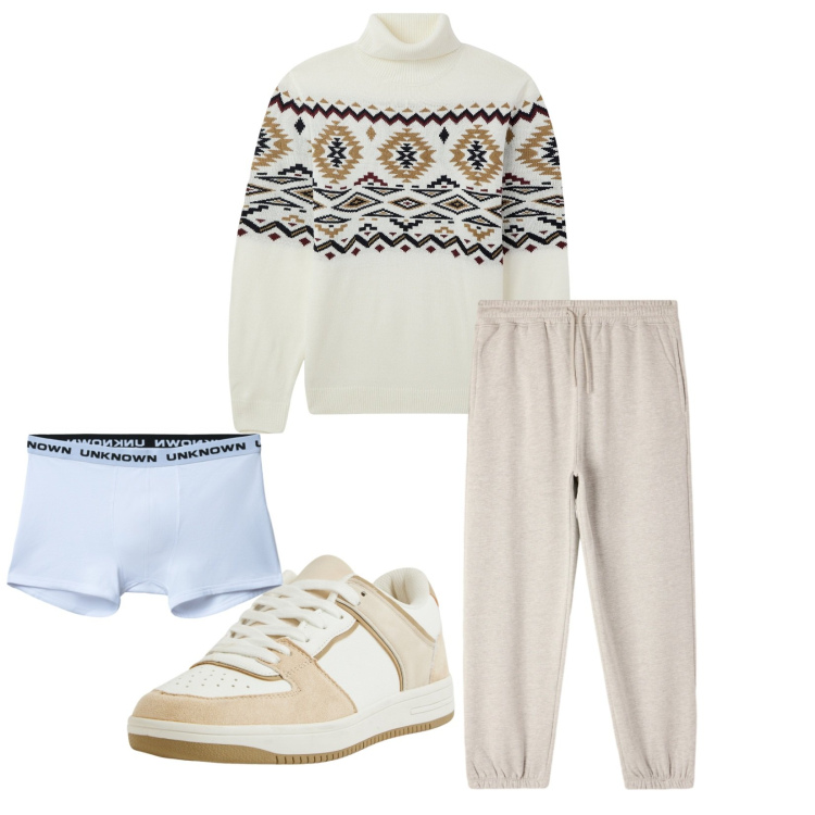 Outfit uomo - Total look #2269465. Stile Casual per Tutti i giorni. Abbinamento con maglieria, sneakers, boxer, pantaloni.