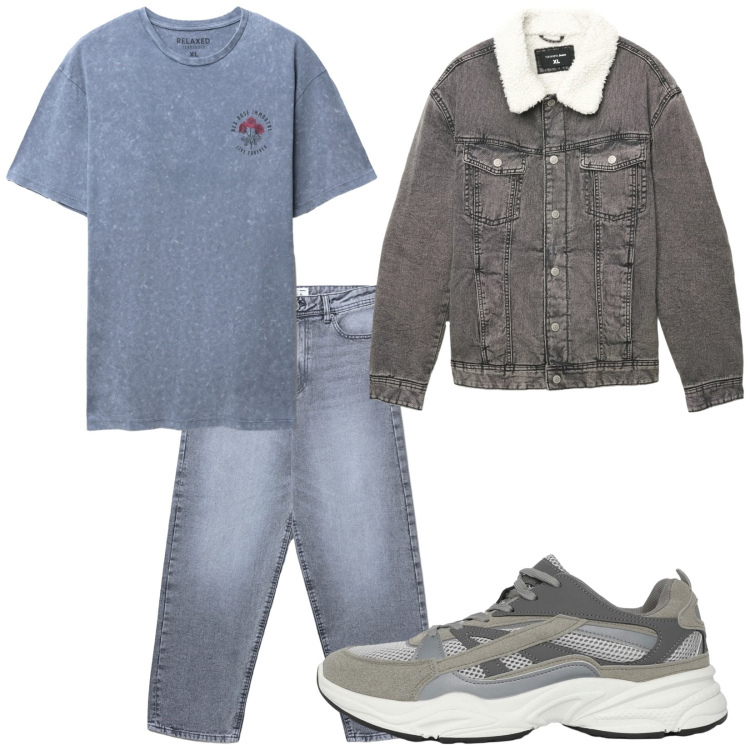 Outfit uomo - Total look #2269479. Stile Casual per Tutti i giorni. Abbinamento con sneakers, jeans, t-shirt, cappotti.