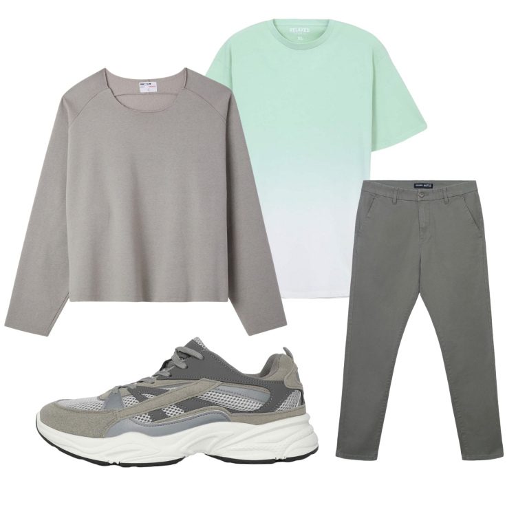 Outfit uomo - Total look #2269502. Stile Casual per Tutti i giorni. Abbinamento con t-shirt, sneakers, pantaloni chino, felpe.