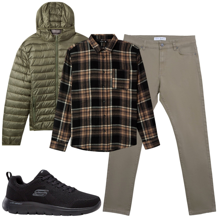 Outfit uomo - Total look #2269740. Stile Casual per Tutti i giorni. Abbinamento con sneakers, camicie, piumini, pantaloni skinny.