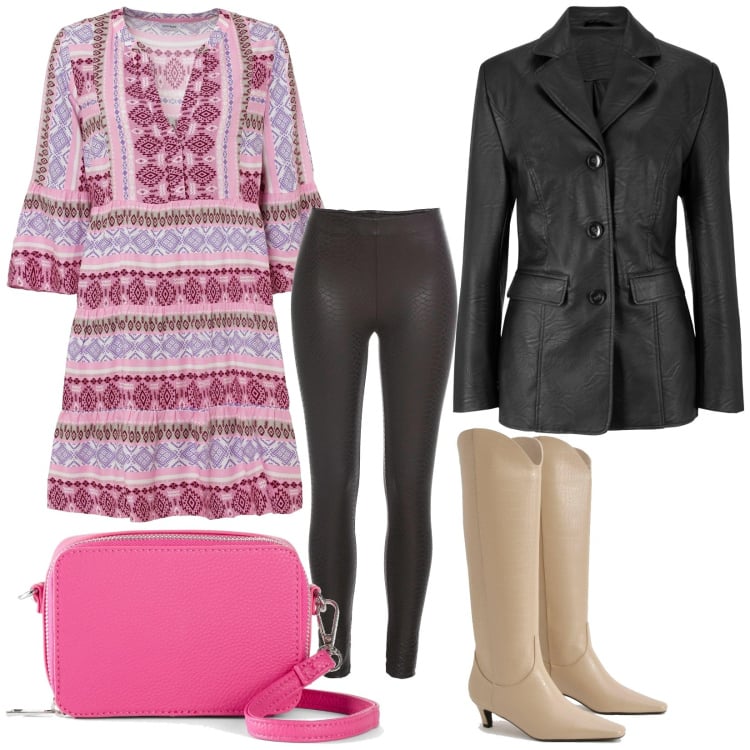 Outfit femme - Casual #11905. Style Casual pour Tous les jours. Assortir avec blazers, legging, sacs en bandoulière, robes longues, bottes.