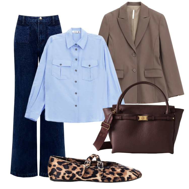 Outfit donna - Vado a fare commissioni. Stile Basic per Tutti i giorni. Abbinamento con jeans, ballerine, camicie, blazer, borse a mano.