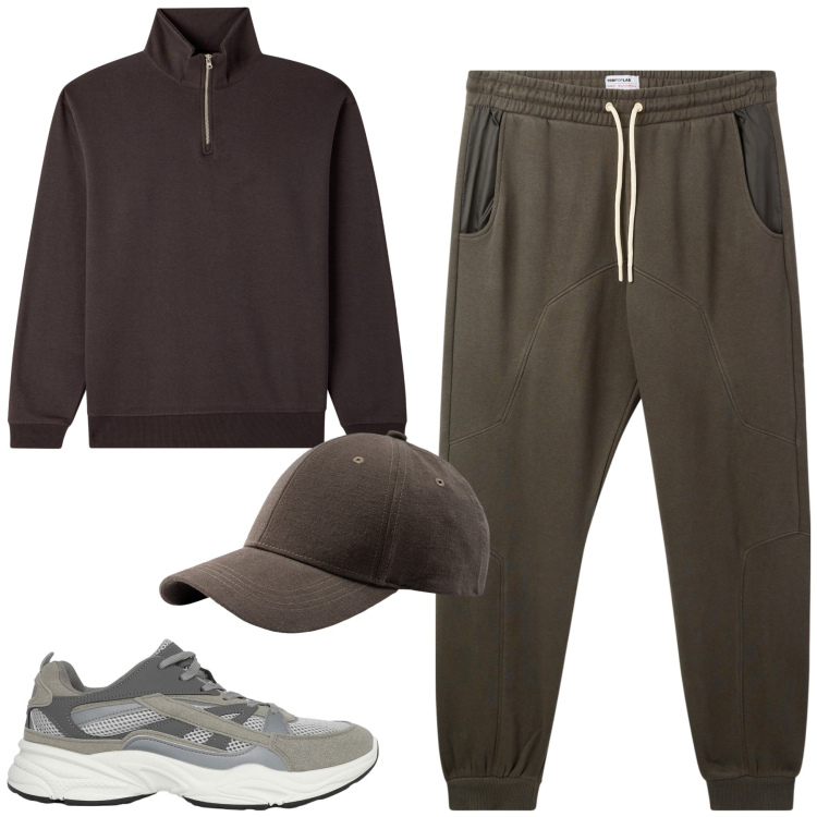 Outfit uomo - Relax. Stile Casual per Tutti i giorni. Abbinamento con pantaloni, sneakers, felpe, cappelli con visiera.