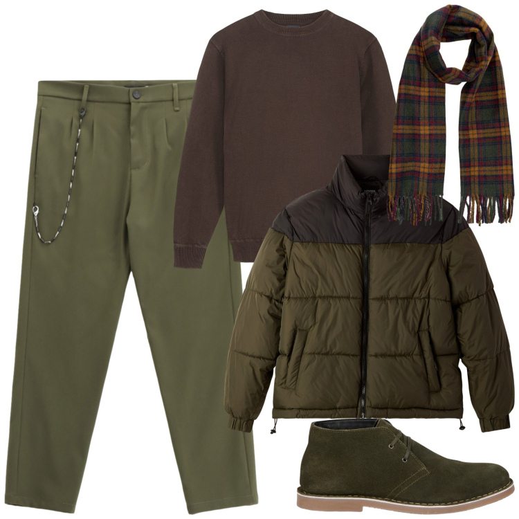 Outfit uomo - Giornate ventose. Stile Urban per Tutti i giorni. Abbinamento con bomber, pantaloni, stivali e stivaletti, maglieria, sciarpe.