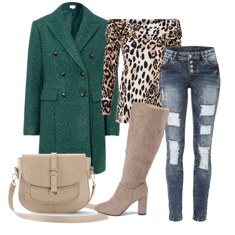 Outfit femme - Octobre. Style Tendance pour Tous les jours. Assortir avec manteaux, sacs en bandoulière, t-shirts, jean skinny, bottes.