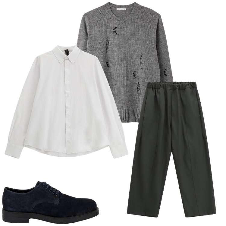 Outfit uomo - Total look #2269854. Stile Urban per Tutti i giorni. Abbinamento con maglieria, pantaloni, camicie, scarpe stringate.