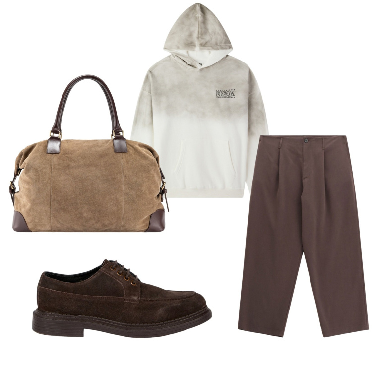 Outfit uomo - Total look #2269898. Stile Casual per Tutti i giorni. Abbinamento con felpe con cappuccio, pantaloni, scarpe stringate, borse sportive.