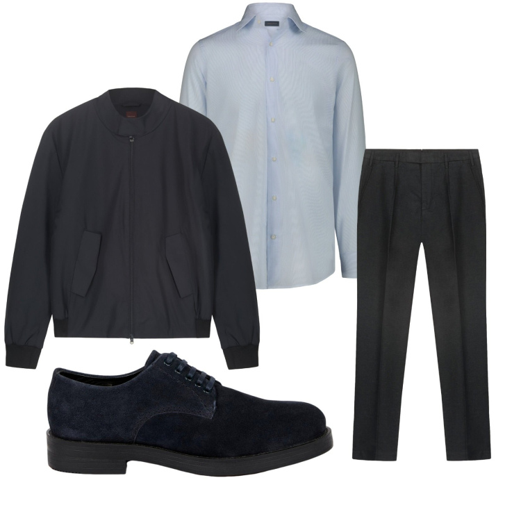 Outfit uomo - Total look #2269901. Stile Urban per Ufficio. Abbinamento con scarpe stringate, camicie, pantaloni, bomber.