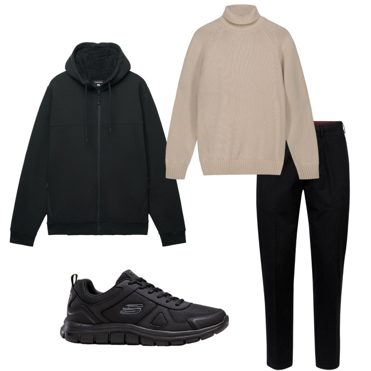 Outfit uomo - Total look #2269910. Stile Casual per Tutti i giorni. Abbinamento con sneakers, felpe con cappuccio, pantaloni, pullovers.