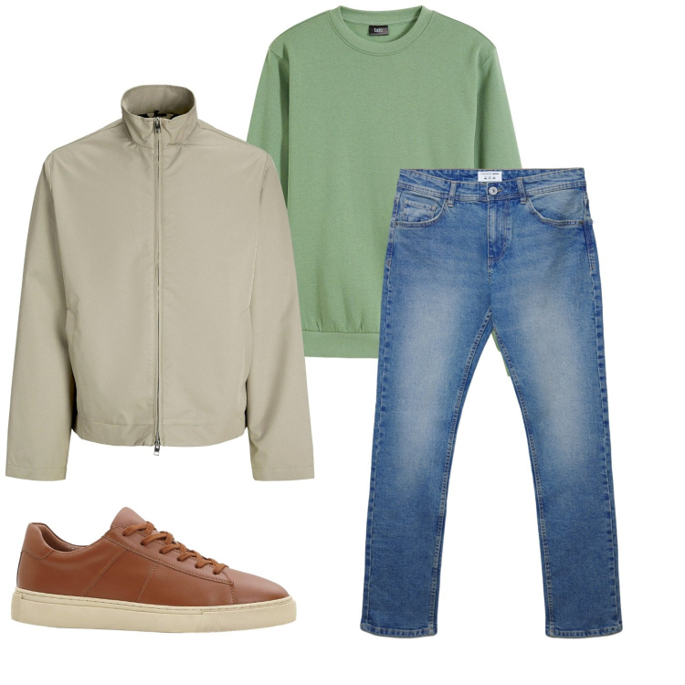 Outfit uomo - Total look #2269916. Stile Casual per Tutti i giorni. Abbinamento con felpe, giacche, sneakers, jeans dritti.