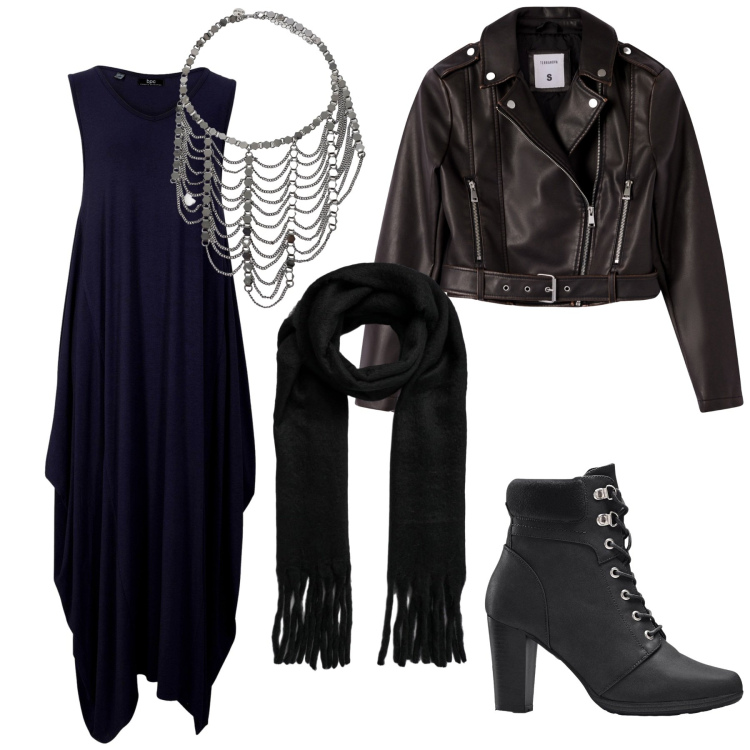 Outfit donna - Spooky Halloween. Stile Etnico per Serata fuori. Abbinamento con stivaletti, vestiti lunghi, giacche, sciarpe, collane.
