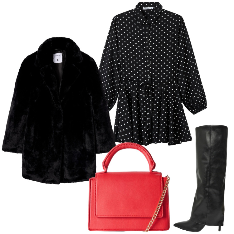 Outfit donna - Total look #2269937. Stile Sexy per Serata fuori. Abbinamento con borse a tracolla, stivali, cappotti, vestiti chemisier.