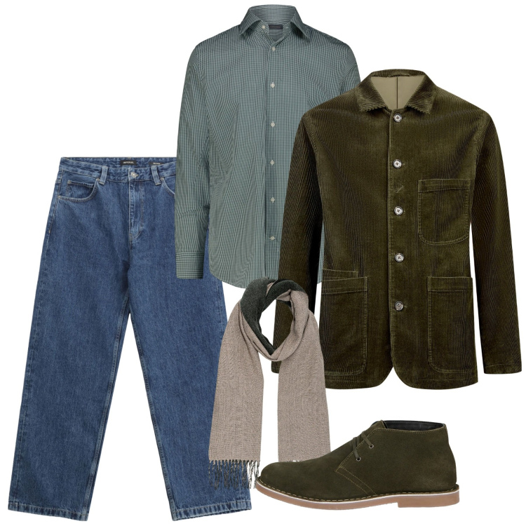 Outfit uomo - Il ritorno del velluto. Stile Casual per Tutti i giorni. Abbinamento con jeans, giacche, stivali e stivaletti, camicie, sciarpe.