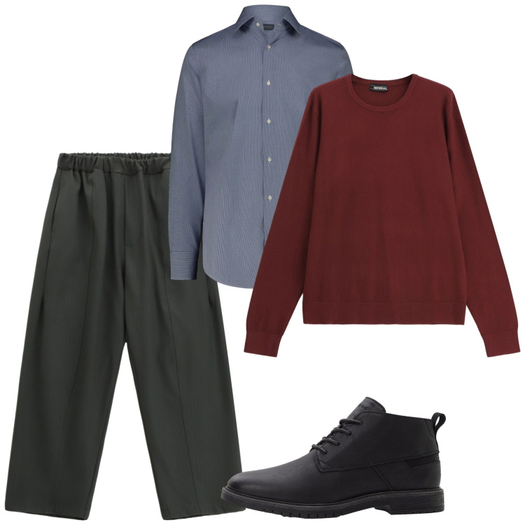 Outfit uomo - Tono su tono autunnale. Stile Trendy per Tutti i giorni. Abbinamento con stivali e stivaletti, pantaloni, maglieria, camicie.