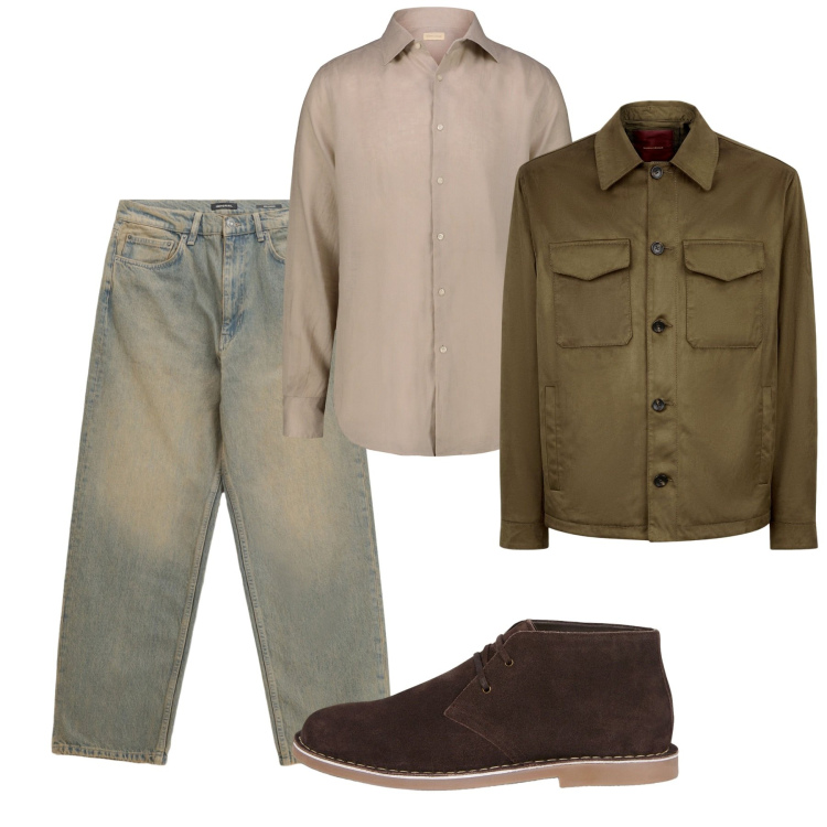 Outfit uomo - Autunno. Stile Casual per Tutti i giorni. Abbinamento con jeans, giacche, camicie, stivali e stivaletti.