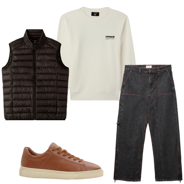 Outfit uomo - Total look #2269962. Stile Casual per Tutti i giorni. Abbinamento con sneakers, felpe, piumini, jeans dritti.